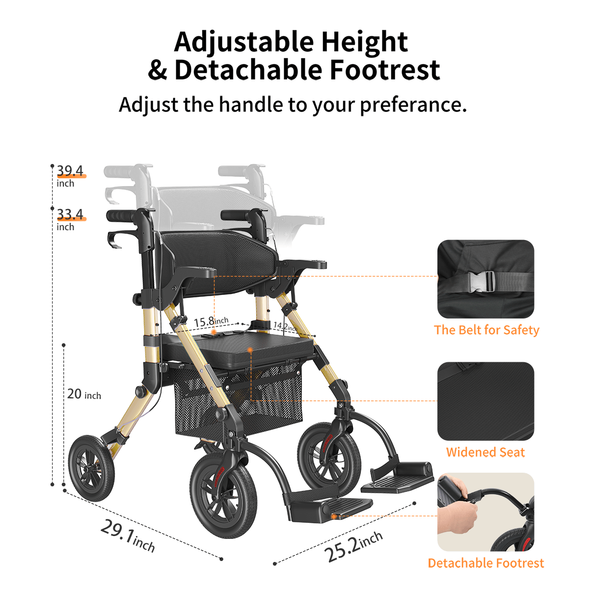 Z51 Shift Combo 2 In 1 Rollator - Transport Chair Walker